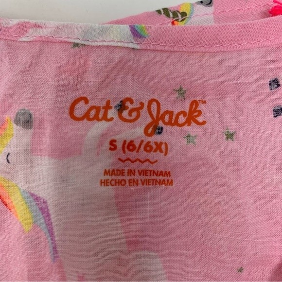 Pink Girls Unicorn Dress Caftan Small 6x Rainbow‎ Cute Cat & Jack Children Bow - Picture 5 of 6